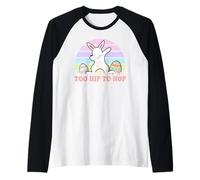 Vintage Rabbit Dabbing Hip Hop Funny Bunny Easter Day Maglia con Maniche Raglan