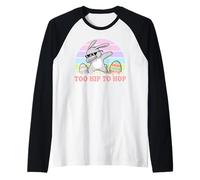 Vintage Rabbit Dabbing Hip Hop Funny Bunny Easter Day Maglia con Maniche Raglan