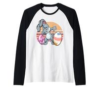 Vintage Rabbit Dabbing Hip Hop Funny Bunny Easter Day Maglia con Maniche Raglan