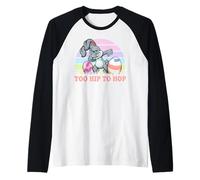 Vintage Rabbit Dabbing Hip Hop Funny Bunny Easter Day Maglia con Maniche Raglan