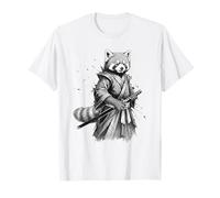 Vintage Raccoon Samurai Sumi-e Giappone Grafica Arte Giapponese Maglietta