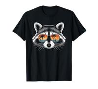 Vintage Racoon Lover Sunglasses Retro Summer Animal Design Maglietta