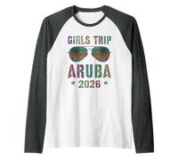 Vintage Ragazze Viaggio Aruba 2026 Vacanze di Viaggio Maglia con Maniche Raglan