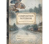 Vintage Rainy Day Aesthetic Composition Notebook: Cozy Dark Academia Lined Writing Journal for Teens and Adults with Umbrellas