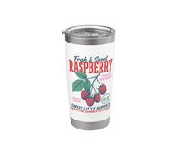 Vintage Raspberry Retro Fruit Market Bicchiere termico in acciaio inox doppia parete