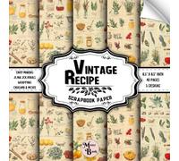 Vintage Recipe Scrapbook Paper: Double Sided Sheets | Cooking Pattern for Card Making, Origami, Scrapbooking, and Various DIY Craft Projects | 8.5" x 8.5" (21.59 x 21.59 cm)