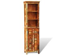 Vintage Reclaimed Solid Wood Bookcase with 3 Shelves - Rustic Industrial Storage Cabinet for Living Room Bedroom Handmade Antique Style Furniture in Teak Mango Wood - Unique Distressed Finish