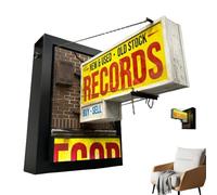 Vintage Record Studio Wall Light, Antique LED Sign, Eye-Catching Yellow Glow, Elegant Retro Design, Home Decor Accent, Ideal for Living Room, Bedroom, Cafe, Music Room, Bar Use