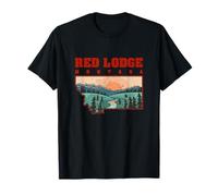 Vintage Red Lodge Souvenir Montana Mappa Dentro Montana Maglietta