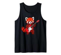 Vintage Red Panda Punk Music Playing Guitar Canotta