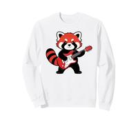 Vintage Red Panda Punk Music Playing Guitar Felpa