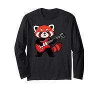 Vintage Red Panda Punk Music Playing Guitar Maglia a Manica