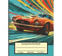 Vintage Red Race Car Composition Notebook: Classic Racing Car Journal with Checkered Flag Aesthetics | School, Travel, Home, Automobile Body Shop, ... Gearheads & Engineers | Wide Ruled, 110 Pages