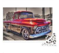 Vintage Red Truck Gioco di Puzzle 1000 Pezzi Puzzle 1000 Pezzi Scena di Strada Puzzle per Adulti Relax Casa 38x26cm/1000pcs