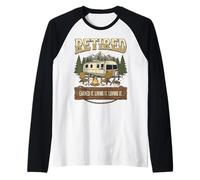 Vintage Retired RV Camping Camper Fishing Outdoors Maglia con Maniche Raglan