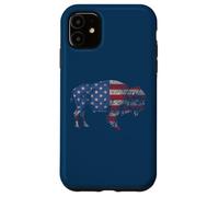 Vintage Retro Bison American Flag Buffalo Simple Custodia per iPhone 11