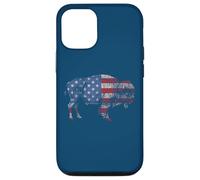 Vintage Retro Bison American Flag Buffalo Simple Custodia per iPhone 12/12 Pro