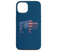 Vintage Retro Bison American Flag Buffalo Simple Custodia per iPhone 13