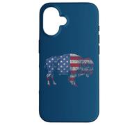 Vintage Retro Bison American Flag Buffalo Simple Custodia per iPhone 16