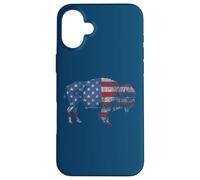 Vintage Retro Bison American Flag Buffalo Simple Custodia per iPhone 16 Plus