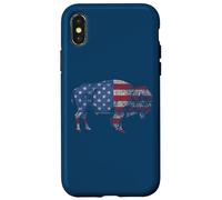 Vintage Retro Bison American Flag Buffalo Simple Custodia per iPhone X/XS