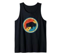 Vintage Retro Bisonte Silhouette Parco Nazionale Fauna Selvatica Art Canotta