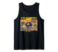 Vintage Retro California Teddy Bear Stories with USA Flag Canotta