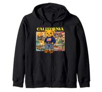 Vintage Retro California Teddy Bear Stories with USA Flag Felpa con Cappuccio
