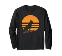 Vintage Retro Cane Corso Silhouette Sun Dog Lover Maglia a Manica