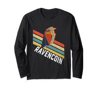 Vintage Retro Color Stripes Ravencoin Logo RVN Maglia a Manica