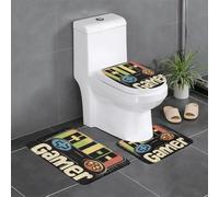 Vintage Retro Game Controller Design 3 Pezzi Tappeto Bagno Lavabile Tappeto Con Profilo A U Antiscivolo Tappetino Contorno Wc Per Toeletta La Casa Doccia