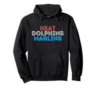 Vintage Retro Heat Delfini Marlins Felpa con Cappuccio