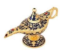 Vintage Retro Leggenda Lampada di Aladino Genie Light Lamp, Aladdin Lamp Magic Genie Light Metal Intagliato Hollow Legend Lampada Wishing Light Lamp Pot Decor