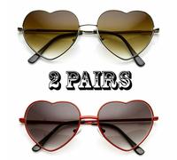 Vintage Retrò Moda Lolita a Forma di Cuore Pilota Montatura Metallo Donna Sole