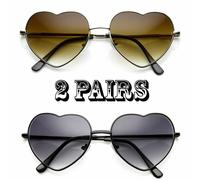 Vintage Retrò Moda Lolita a Forma di Cuore Pilota Montatura Metallo Donna Sole