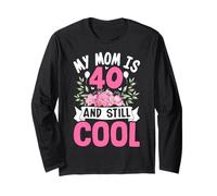 Vintage Retro Mom 40th Birthday Party Women Turning Forty Maglia a Manica