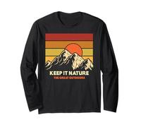 Vintage Retro Mountains Camping Holiday Outdoor Mountain Maglia a Manica