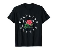 Vintage Retro Oregon Mappa con Un Rose Portland Rose City Maglietta