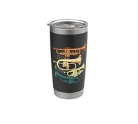 Vintage Retro Ottone Trombe Cornetta e Flugelhorn Jazz Art Bicchiere termico in acciaio inox doppia parete