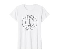 Vintage Retro Parigi Francia Torre Eiffel Amore Uomini Donne Bambini Maglietta con Stampa Grafica Economica, Donna, Bianco, S