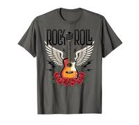 Vintage Retro Style 70s 80s Guitar with Wings Rock And Roll Maglietta
