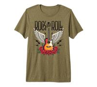 Vintage Retro Style 70s 80s Guitar with Wings Rock And Roll Maglietta Premium