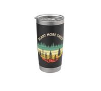 Vintage Retro Style 80s Happy Pine Trees Plant more trees Bicchiere termico in acciaio inox doppia parete