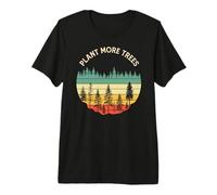 Vintage Retro Style 80s Happy Pine Trees Plant More Trees Maglietta Premium