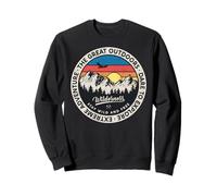 Vintage Retro Style Outdoors Stay Wild And Free Mountain Felpa