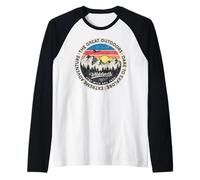 Vintage Retro Style Outdoors Stay Wild And Free Mountain Maglia con Maniche Raglan