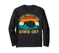Vintage Retro Style Pine Tree New Zealand Bird Lovers Kiwi Maglia a Manica