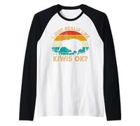 Vintage Retro Style Pine Tree New Zealand Bird Lovers Kiwi Maglia con Maniche Raglan