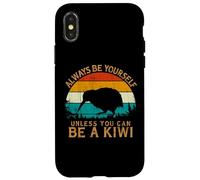 Vintage Retro Style Pine Tree Sunset Bird Wild Animal Kiwi Custodia per iPhone X/XS