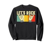 Vintage Retro Style Playing Music Guitar Forever Let's Rock Felpa